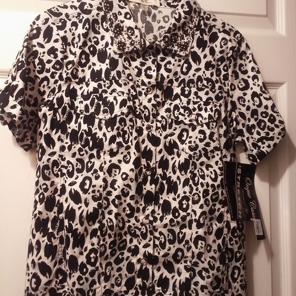 Onque Casuals Bomber  Jacket Silver Snap Closure Black & White S - Picture 4 of 8